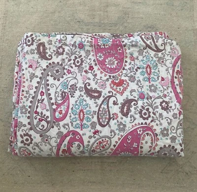 POTTERY BARN KIDS Pink Paisley Duvet Cover 100% Cotton Twin *Missing 1 Button - Image 1 of 4