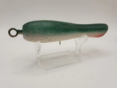 Vintage Antique Wooden Fishing Lure 4.25" Green Darter Homemade Stan Gibs Style - Image 1 of 4