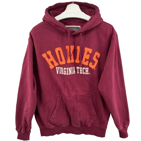 Virginia Tech Hokies Hoodie Mens Medium Pullover Red Spellout Sweatshirt Cover