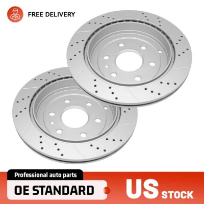 Rear Drilled Brake Rotors Set for GMC Acadia 2007-2011 2012 2013 2014 2015 2016 - Image 1 of 4