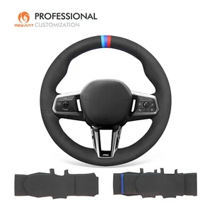 MEWANT Black Suede Steering Wheel Wrap for BMW X1 U11 2023-2024 / X2 U10 2024 - Picture 1 of 11