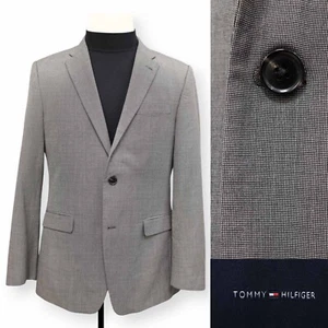 TOMMY HILIGER uomo grigio chiodo testa due bottoni sport cappotto tuta giacca blazer 40 R - Foto 1 di 15