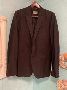 Rare Zara Man Black 2-Button Blazer Jacket 5 Pockets Size Med Light Canvas Feel - Picture 1 of 18