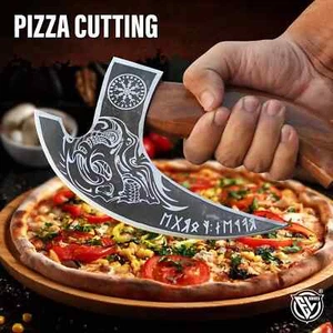 Multipurpose Viking Pizza Axe with Sheath Viking Butcher Axe Viking Pizza Cutter - Picture 1 of 9