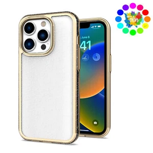 For Motorola Moto G 5G 2022 Gold Frame Glitter Bling Hybrid Rubber Case Cover - Picture 1 of 17
