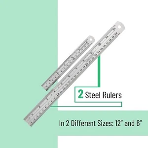 6'' 12" & METAL RULE STEEL RULER 150 300 mm cm engineering IMPERIAL INCHES - Picture 1 of 15