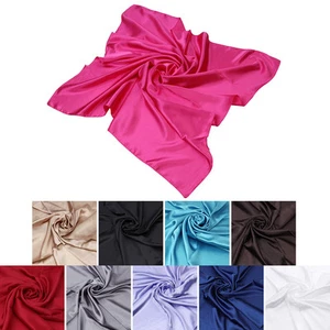 Elegant Large Silk Feel Solid Color Satin Square Scarf Wrap 35" - Diff Colors - Picture 1 of 25