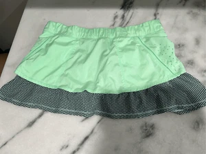 Falda corta Lululemon In a Flash talla 10 verde azulado fresco doble diamante rara excelente - Imagen 1 de 9