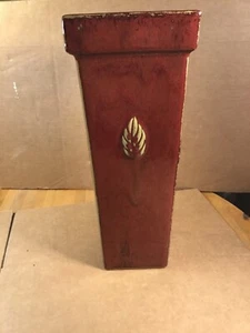 Global Views Glazed Ceramic Vase Reddish Brown Raised Leaf Art Pottery 16 x 6.25 - Picture 1 of 10