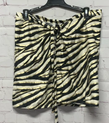 Saia Michael Kors XS/S Estampa Zebra Pareo Capa Preta/Dourada/Creme Nova - Imagem 1 de 3