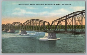 International Bridge and Rapids Sault Ste. Marie Ontario Kanada Postkarte - Bild 1 von 2