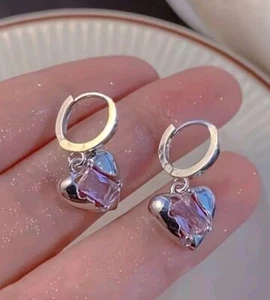 Pendientes de aro colgantes en forma de corazón - Imagen 1 de 6
