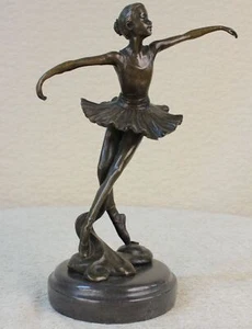 Original signierte braune Patina Prima Ballerina Bronze Skulptur Marmor Figur NR - Bild 1 von 6