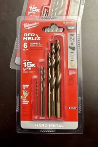 Milwaukee 6 Pc Cobalt Drill Bit Set Red Helix Hard Metal 48-89-2330 *NEW* - Picture 1 of 7