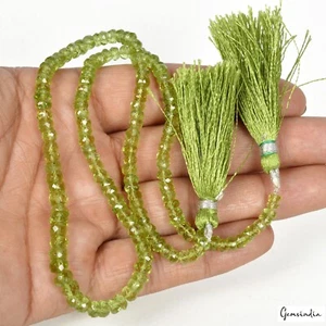 AAA QUALITÄT ~ 104,70 Kt Grün Peridot Facettiert Rondell Perlen Edelstein Strang 16 Zoll - Bild 1 von 5