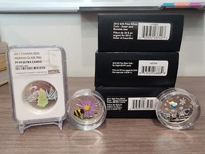 $20 RCM Fine Silver Coin Murano Glass Lot of 3 - Tree, Angel, Aster & Bumble Bee - Picture 1 of 14