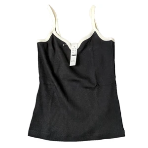 J Crew Vintage Rib Sweetheart Tank Small Black CA846 Stretch 70s Lightweight - Picture 1 of 6
