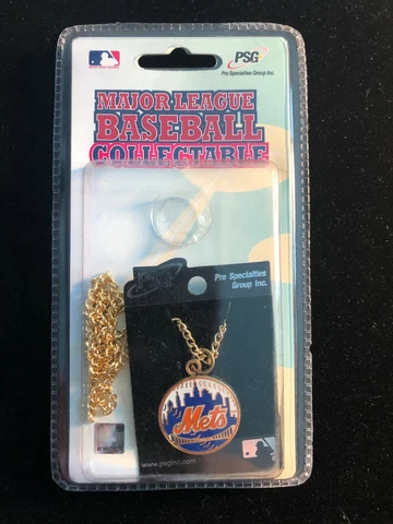 New York Mets Chain Necklace Metal Logo MLB Licensed Jewelry New Factory Seal Cover