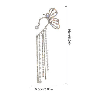 Fashion Crystal Butterfly Clip Earring Exquisite Zirconium Ear Cuff Long Tas Q❤M