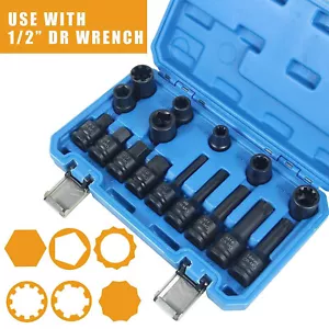 16pc Brake Caliper Special Socket Set 1/2" Square Drive Socket Wrench Brake Tool - Picture 1 of 7