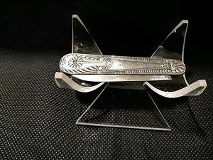 AMERICAN AESTHETIC STYLE DUAL BLADED STERLING SILVER PEN, FRUIT, POCKET KNIFE - Picture 1 of 7