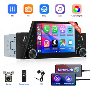 Single 1Din TouchScreen Car Stereo Radio MP5 Bluetooth For Apple/Android CarPlay - Picture 1 of 22