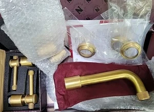Rohl A3307ILSUBTO-2 Wall Mount Lavatory Faucet, Satin Unlacquered Brass - Picture 1 of 24