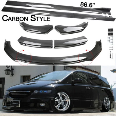 Front Bumper Lip Spoiler Splitter Carbon Style For Honda Odyssey Van Side Skirts - Изображение 1 из 4