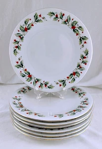 Plato de cena CHINA PEARL 10,5" Noel Holly Navidad/Vacaciones Negro BS - USADO EN EXCELENTE ESTADO - Imagen 1 de 4