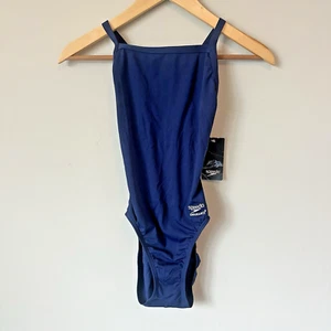 Speedo Swimsuit Endurance+ Flyback Solid Navy Blue Womens Size 26 XS Team NWT - Picture 1 of 9