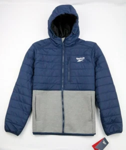 Reebok Mens Active Hybrid Puffer Softshell Jacket Sz XL Blue Gray Embroidered - Picture 1 of 14