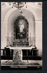 REIKIAVIK, ISLANDIA * INTERIOR DE LA IGLESIA LUTERANA DOMKIRKJU * RPPC de colección sin publicar - Imagen 1 de 10