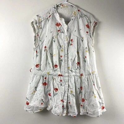 Camisa túnica Wayward Fancies eShakti personalizada blanca con estampado floral para mujer talla XL Foto 1 de 4