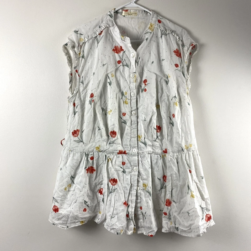 Camisa túnica Wayward Fancies eShakti personalizada blanca con estampado floral para mujer talla XL Foto 1 de 4