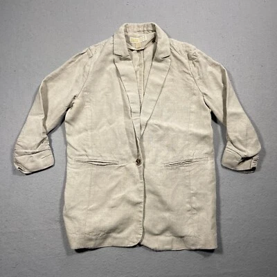 Blazer para mujer Michael Kors talla 10 lino beige manga 3/4 carrera empresarial Foto 1 de 4