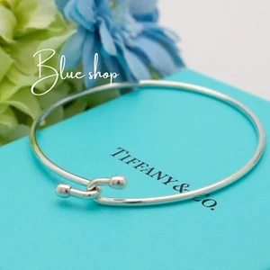 Tiffany & Co. Wire Hook Bangle Bracelet 6.6" Sterling Silver 925 - Picture 1 of 10