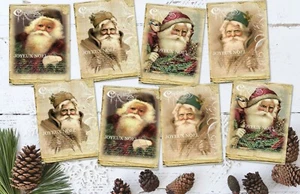 8 Vintage Christmas Santa ATC Tags/Toppers/Embellishments - Picture 1 of 2