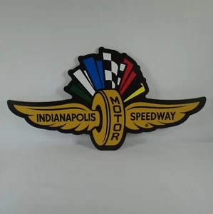 Indianapolis Motor Speedway IMS Wings, Wheel & Flags Logo Collector Wooden Sign - Picture 1 of 6