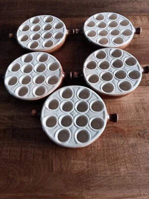 Lot 5  plats poêlons escargots 12 trous en grés MADE IN FRANCE La Bourguignonne - Photo 1/2