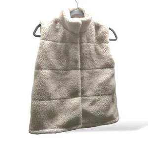 NWT ONLY Kogsandra Teddy Fleece Vest 12Y Sleeveless Beige High Neck - Picture 1 of 7