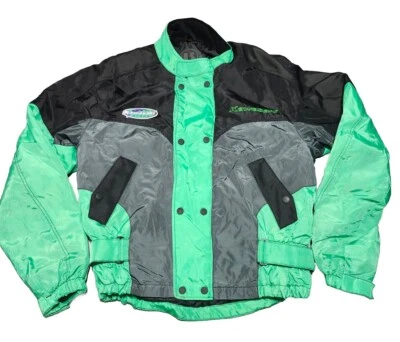 川崎团队绿色骑行夹克绿色紫色黑色男式 2XL 完好 — 第 1/4 张图片