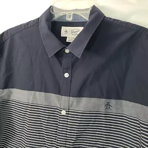 Penguin by Munsingwear Herren Hemd blau grau gestreift Knopfleiste Logo Größe XXL - Bild 1 von 12