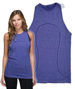 Lululemon Damen 4 nahtlose RUN SWIFTLY TECH TANK sSTRETCH blau Pigmentstreifen - Bild 1 von 4