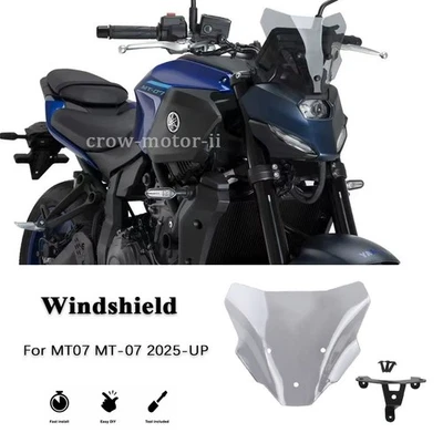 Smoke Sport Screen Windshield Deflector W/Holder For Yamaha MT-07 MT07 2025-2026 - Imagen 1 de 4