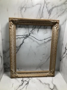 Vtg Ornate Wooden Frame Gold And White Tones .. Holds 12 X 16” Frame Only MCM - Picture 1 of 10