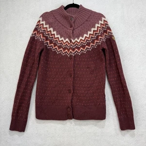Cárdigan Suéter Fjallraven Mujer XL Borgoña Ovik Tejido Fair Isle Lana 84148 - Imagen 1 de 15