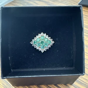 Vintage Genuine Emerald and Cubic Zirconia Ring, 925 in Gold Vermeil SZ 7 - Bild 1 von 9