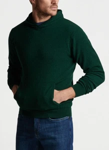 PETER MILLAR Crown Crafted Journeyman Popover Hoodie Wool Cashmere Grn Sz L $395 - Picture 1 of 13