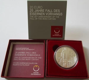 Österreich 20 Euro 2014 25 Jahre Fall des Eisernen Vorhangs Silber - Picture 1 of 3