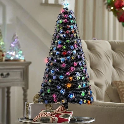 Albero di natale Luminoso 60 cm con Luci LED Fibra Ottica Multicolor Innevato - Immagine 1 di 4